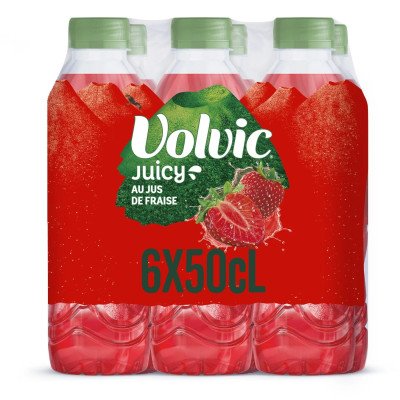 6X50cl bouteilles d'Eau saveur fraise Volvic Juicy