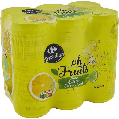 6X33cl Cannettes d'Eau aromatisée saveur Citron vert CRF