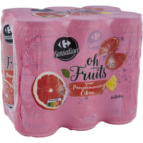6X33cl Cannettes d'Eau aromatisée saveur Pamplemousse Citron CRF