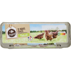 12 œufs frais issus de poules élevées en plein air CRF original