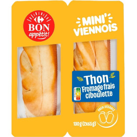 130 g 2x sandwich mini viennois thon fromage frais ciboulette  Bon appétit