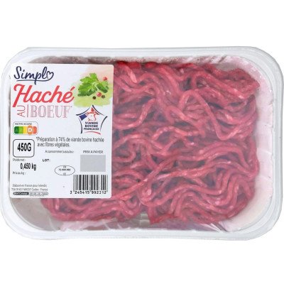 Haché au bœuf 20% 450g Simpl