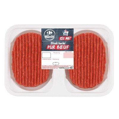 Steak Haché pur bœuf 15% 2x125g Carrefour