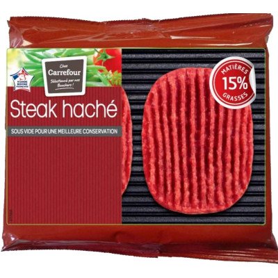 Steak Haché pur bœuf 15% 2x125g Carrefour