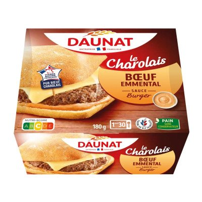 180 g Burger charolais boeuf emmental Daunat