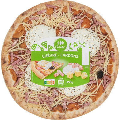 450 g Pizza chèvre lardons  Carrefour Classic