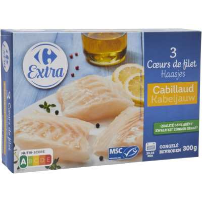 300g cœur de filet cabillaud MSC Carrefour Extra