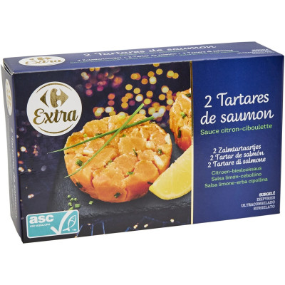 2x 70g tartare saumon ASC  Carrefour Extra