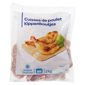 2kg cuisses de  poulet avec partie dos  PP surgelés