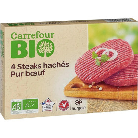 4x 100g Steak Haché Carrefour Bio