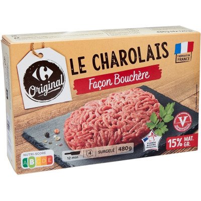 4x 120g Steak Haché charolais 15% Carrefour Original