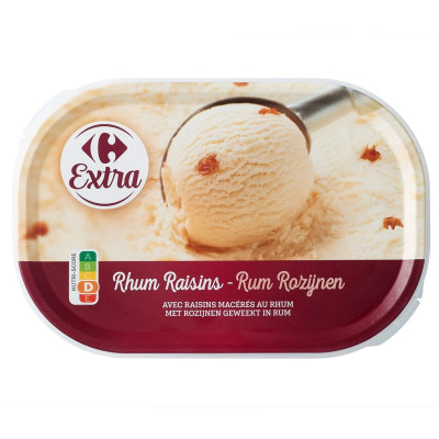 500g crème glacé rhum raisin  Carrefour Extra