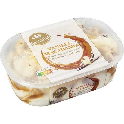 484g creme glacé vanille macadamia  Carrefour Sensation