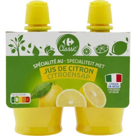 2x 115ml jus citron Sicile Carrefour Classic