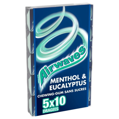 5x 10 dragées Airwaves menthol eucalyptus