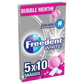 5x 10 dragées Freedent White bubble menthe 5x 10 dragées Freedent White bubble menthe