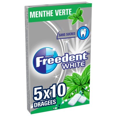 5x 10 dragées Freedent White menthe verte