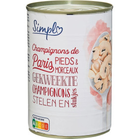 230g Champignons paris  pied et morceaux   Simpl 230g Champignons paris  pied et morceaux   Simpl