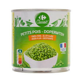 280g  petit pois très fins Carrefour Classic