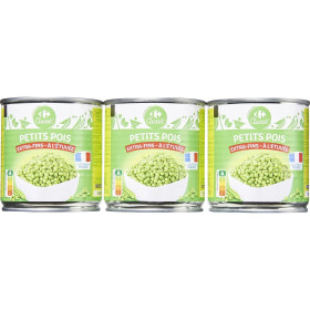 3x 140g petit pois extra fins Carrefour Classic