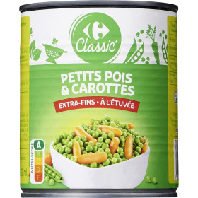530g   petits pois  carottes  extra fins Carrefour Classic