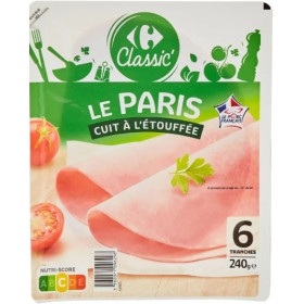 Jambon de Paris 6 tranches dégraissé, découenné CRF Classic 240g