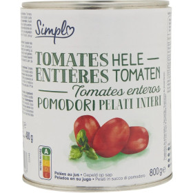 480g  tomates entières pelées Simpl 480g  tomates entières pelées Simpl