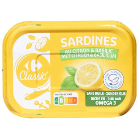 95g Sardines au citron et basilic Carrefour Classic