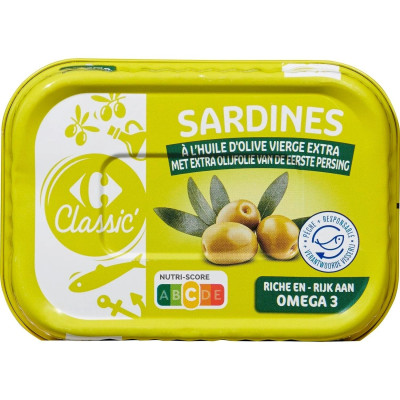 95g Sardines huile de d'olive Carrefour Classic