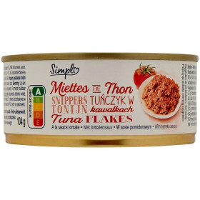 104g  Miettes de thon à la tomate Simpl 104g  Miettes de thon à la tomate Simpl