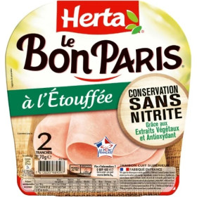 Le Bon Paris Jambon à l'étouffée conservation sans nitrite 2 tranches 70g