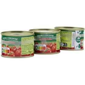 3x70g Double concentré Tomates Carrefour Classic