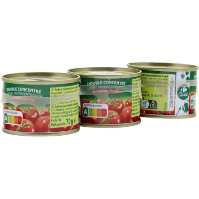 3x70g Double concentré Tomates Carrefour Classic