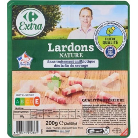 Lardons nature  CRF extra 2 barquettes de 100g