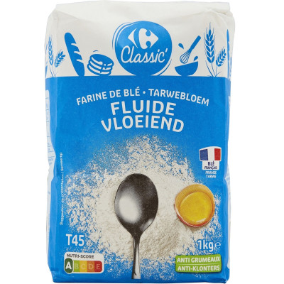1 kg farine blé fluide T45 Carrefour Classic