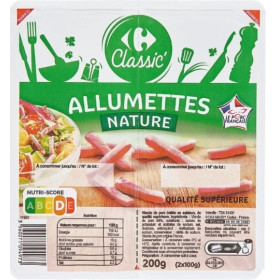 Allumettes nature sans traitement antibiotique CRF Classic 2 barquettes de 100g