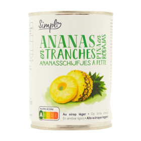 340g ananas en tranches sirop léger Simpl 340g ananas en tranches sirop léger Simpl