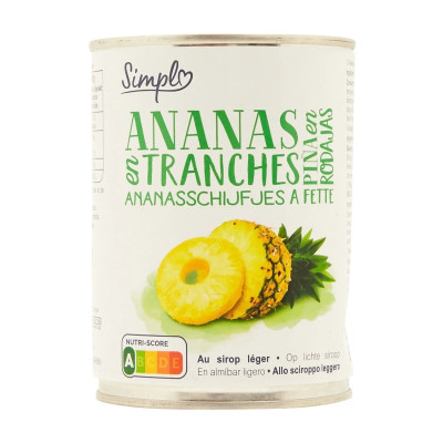 340g ananas en tranches sirop léger Simpl