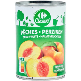 235g demi pêche au  sirop léger  Carrefour Classic