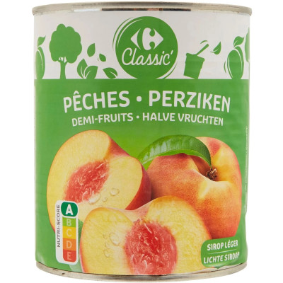 465g  demi pêche au  sirop léger  Carrefour Classic