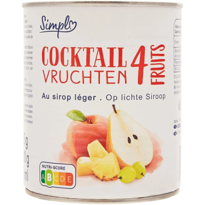 500g cocktail 4 fruits  sirop léger Simpl