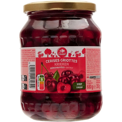 680g cerises griotte dénoyautées Carrefour léger