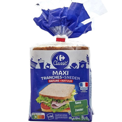 550g Pain de mie sandwich  nature Carrefour