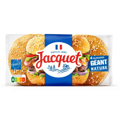 330g Pain à burger géant nature X4  Jacquet