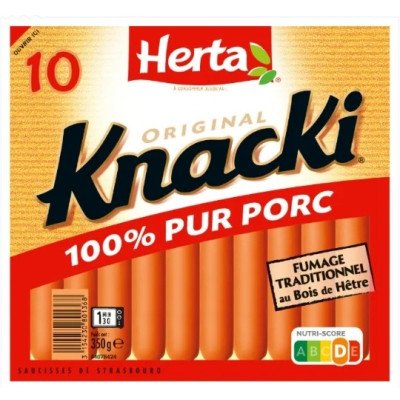 Knacki original 100% pur porc, 10 saucisses pour 350g