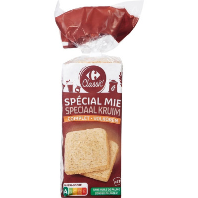 500g Pain de mie sans croûte complet Carrefour