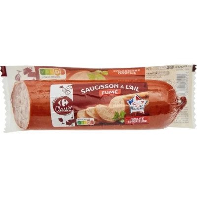 Saucisse Cervelas à l'ail, fumé Carrefour Classic 300g