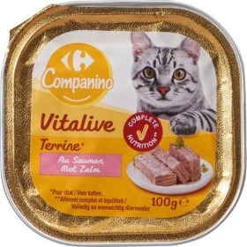 100g barquette terrine au saumon  - chat- Carrefour Companino