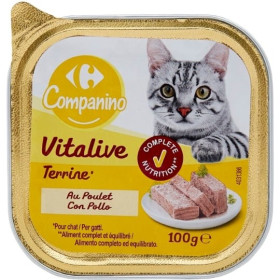 100g barquette terrine au poulet  - chat- Carrefour Companino