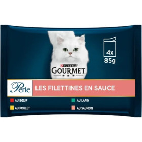 4x 85g  filettines perles - chat- Purina Gourmet